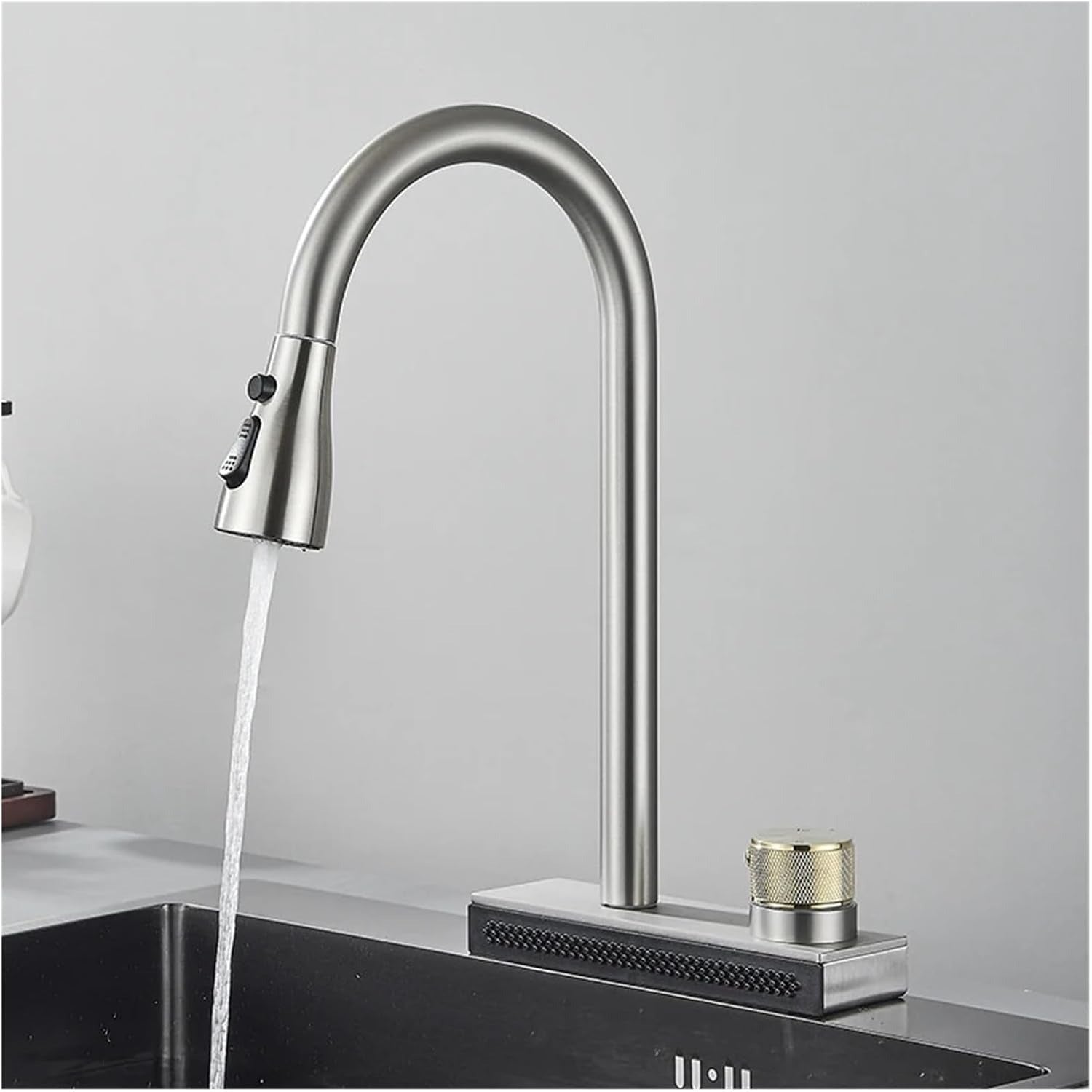 Robinet de Cuisine Gris avec Cascade de Pluie - ALVAR