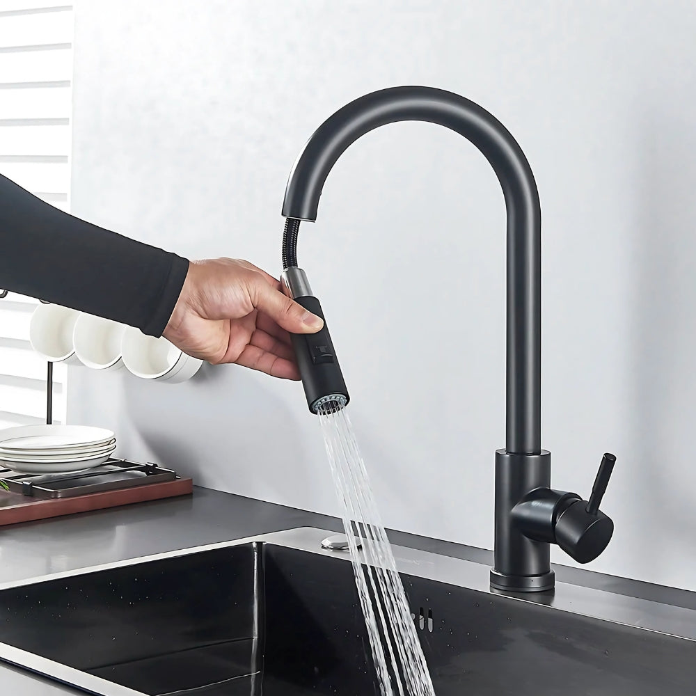 Mitigeur Cuisine Noir à Capteur Tactile Et Douchette Extractible