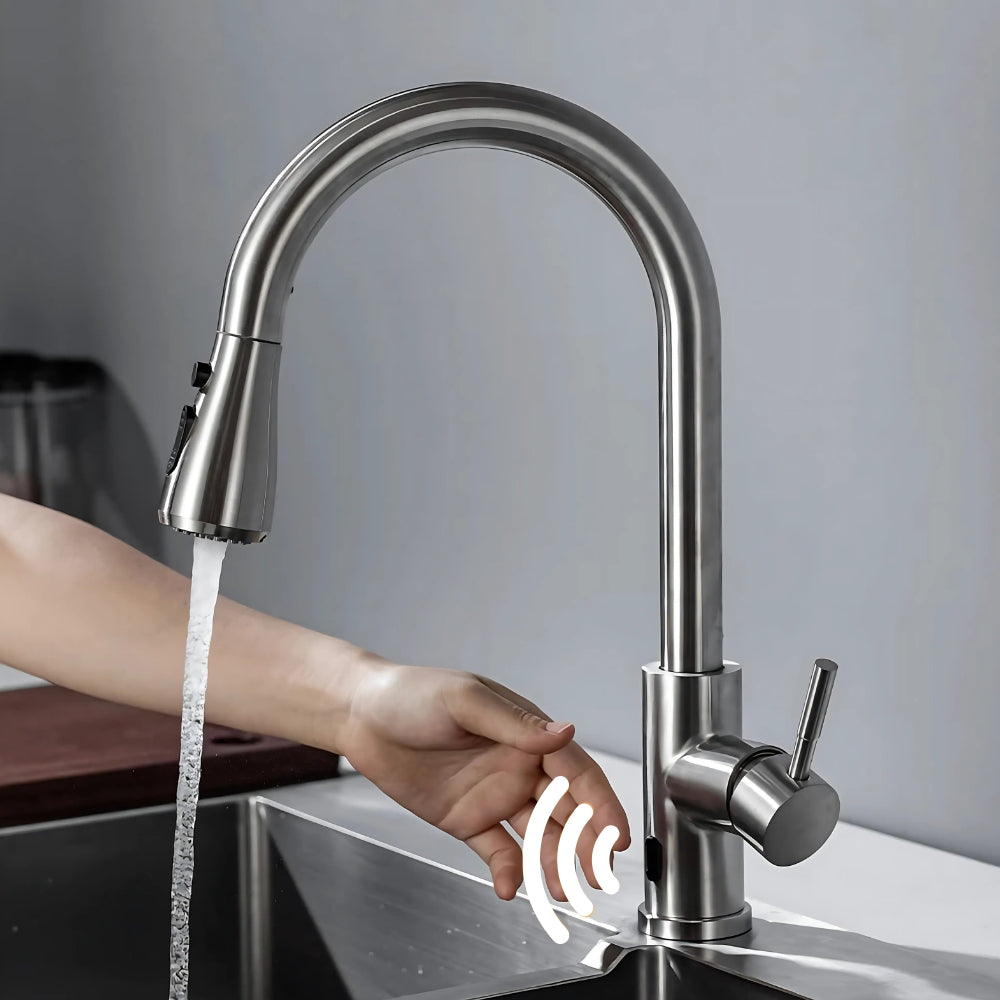 Mitigeur Cuisine Inox À Capteur Intelligent Et Douchette Extractible