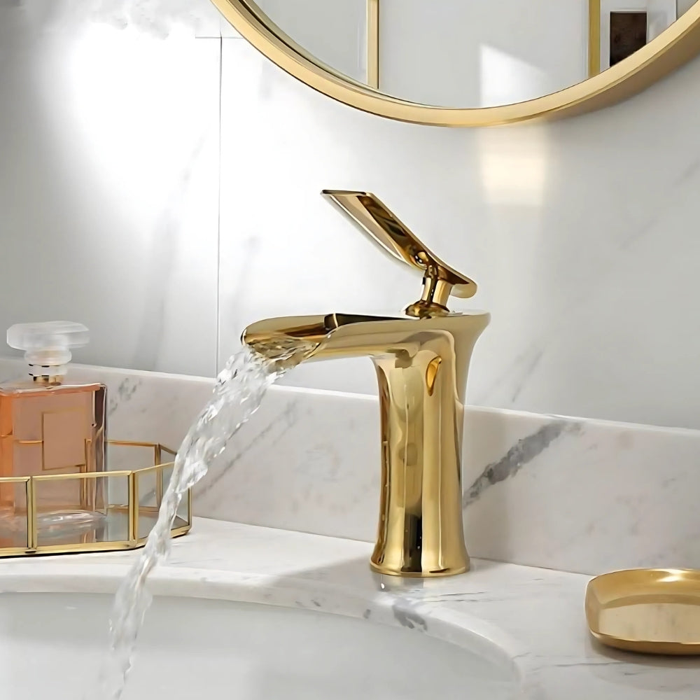 Mitigeur Or Brillant Pour Salle De Bain - CRISTALIA