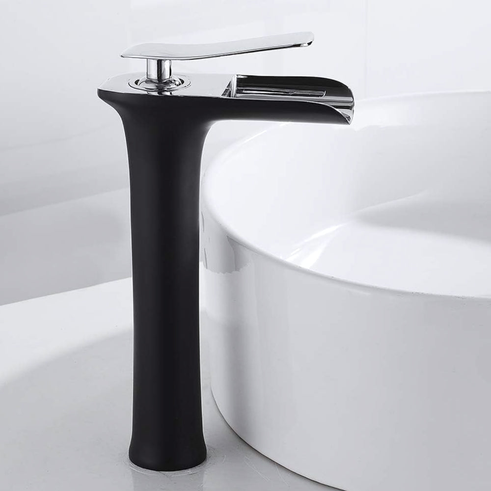 Mitigeur Noir Finition Chrome Pour Vasque Salle De Bain - CRISTALIA