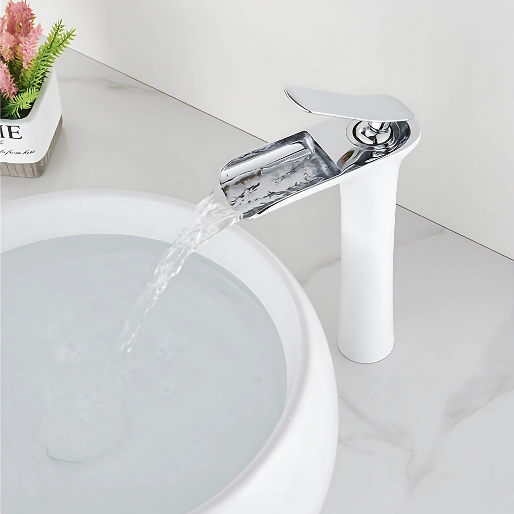 Mitigeur Blanc Finition Chrome Pour Vasque Salle De Bain - CRISTALIA