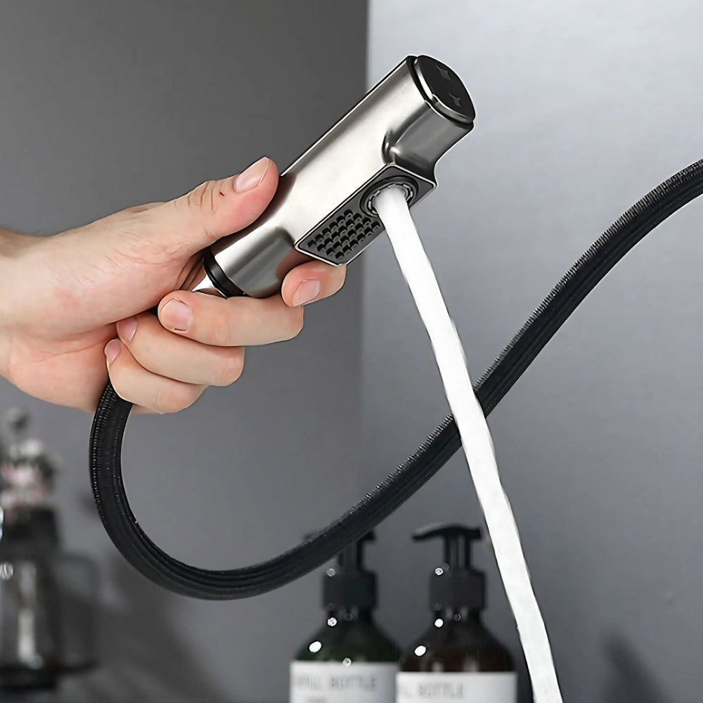 Mitigeur Design Avec Douchette Rétractable Gris - NERIS