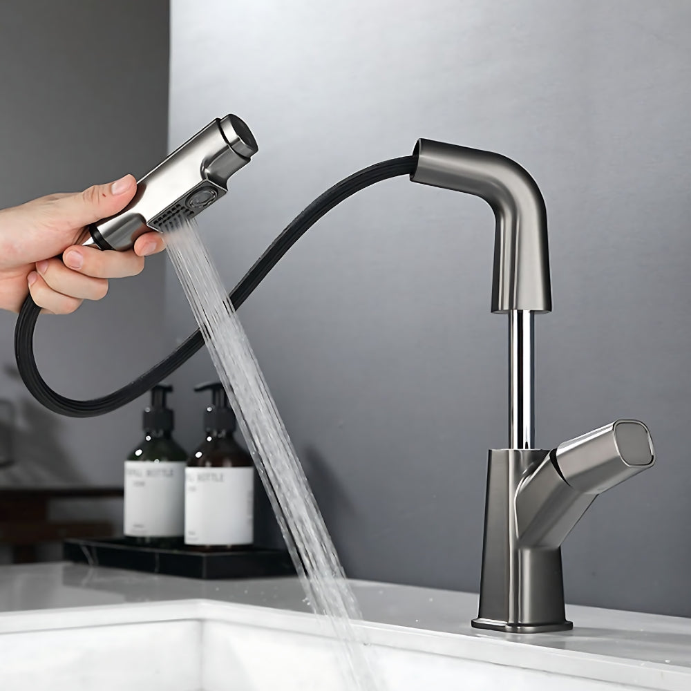 Mitigeur Design Avec Douchette Rétractable Gris - NERIS