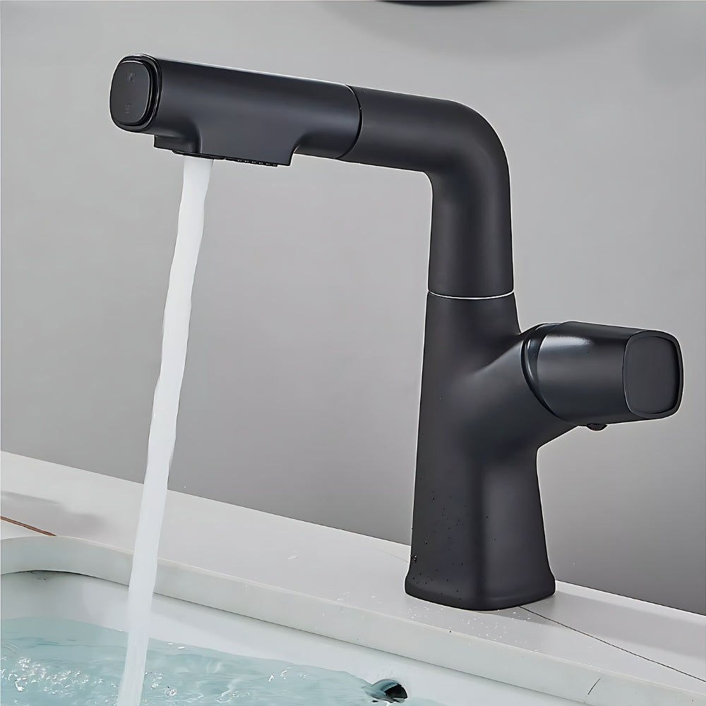 Mitigeur Design Avec Douchette Rétractable Noir - NERIS