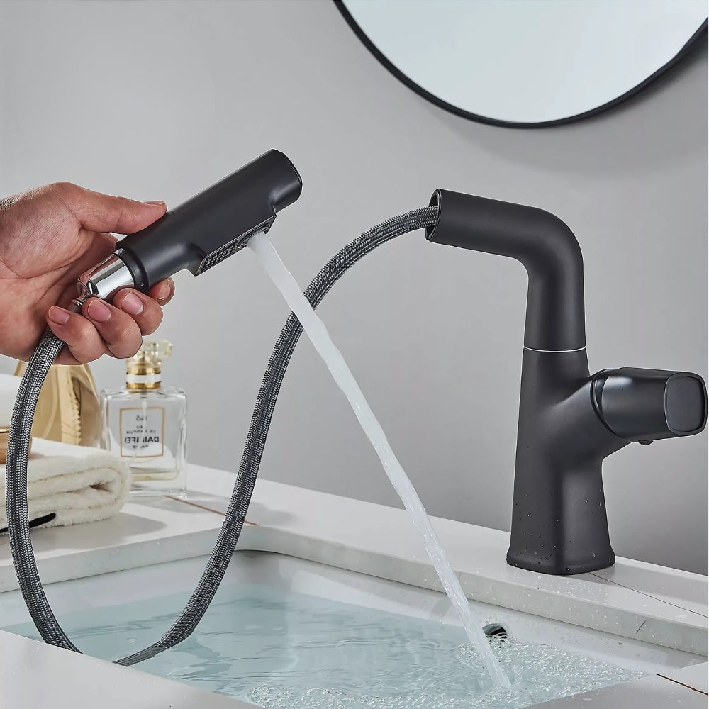 Mitigeur Design Avec Douchette Rétractable Noir - NERIS