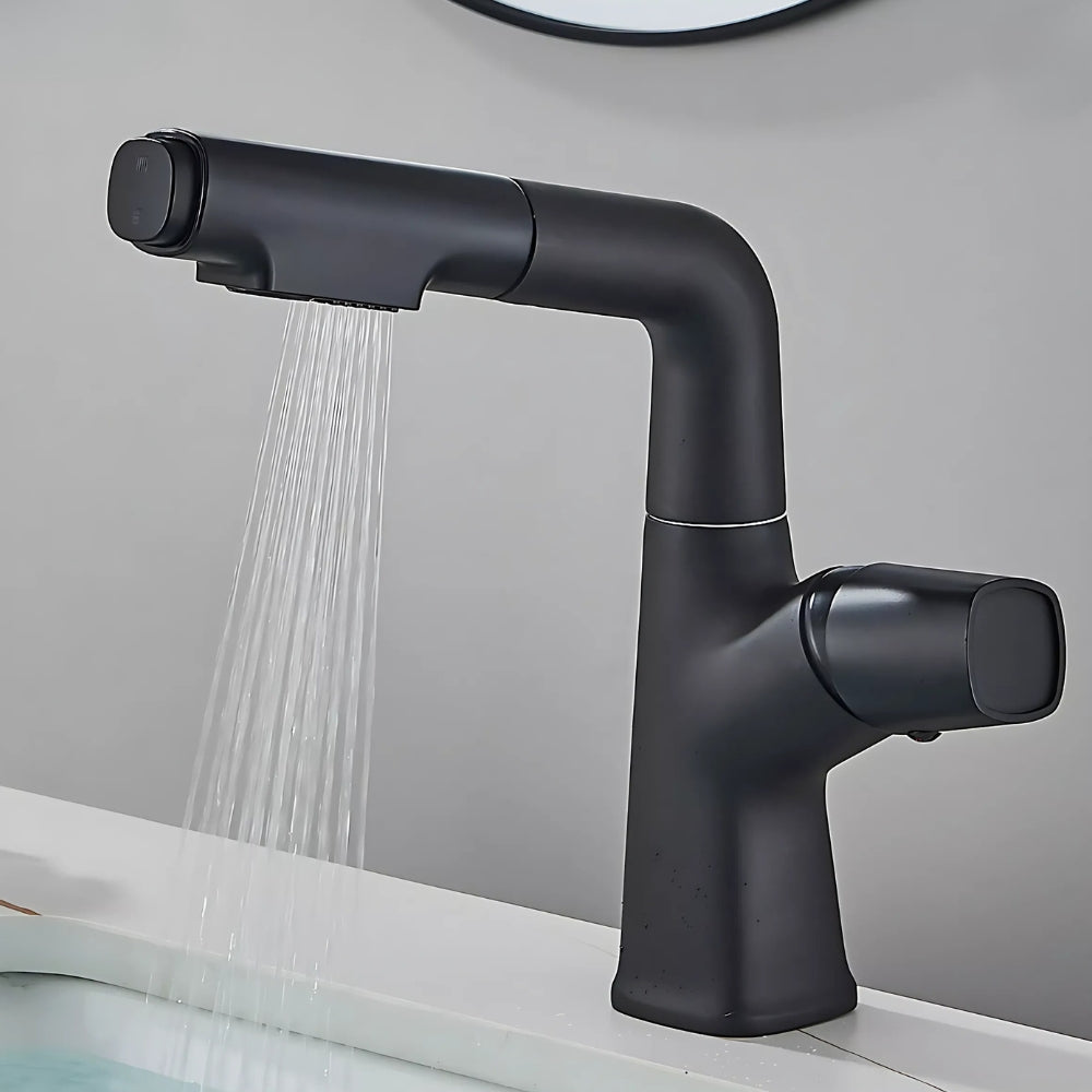 Mitigeur Design Avec Douchette Rétractable Noir - NERIS