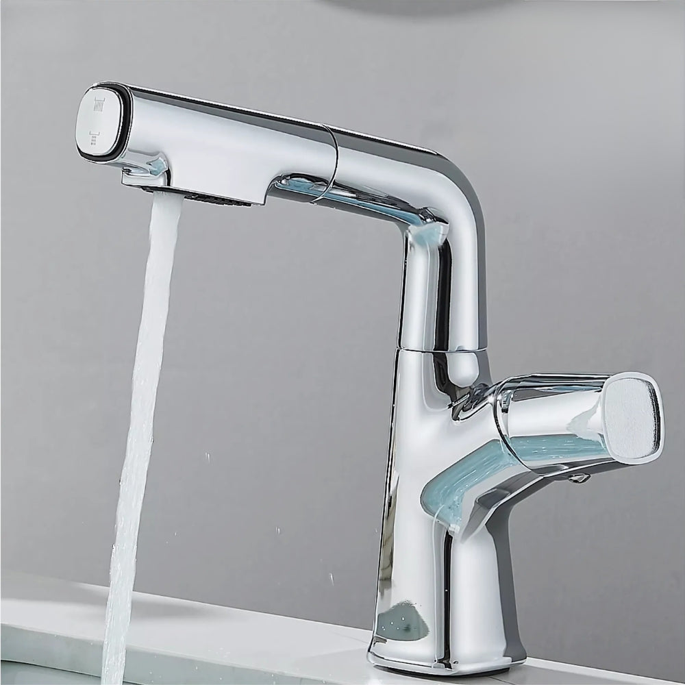 Mitigeur Design Avec Douchette Rétractable Chrome - NERIS