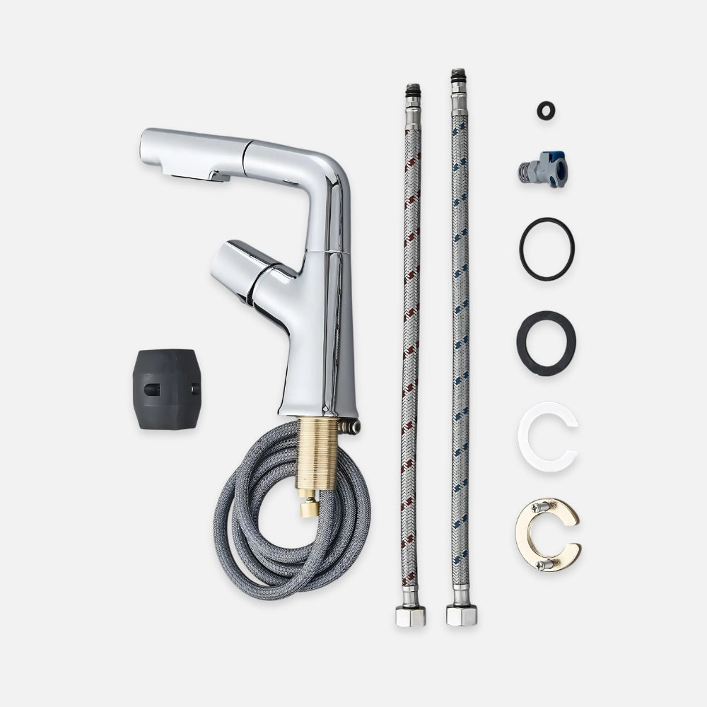 Mitigeur Design Avec Douchette Rétractable Chrome - NERIS