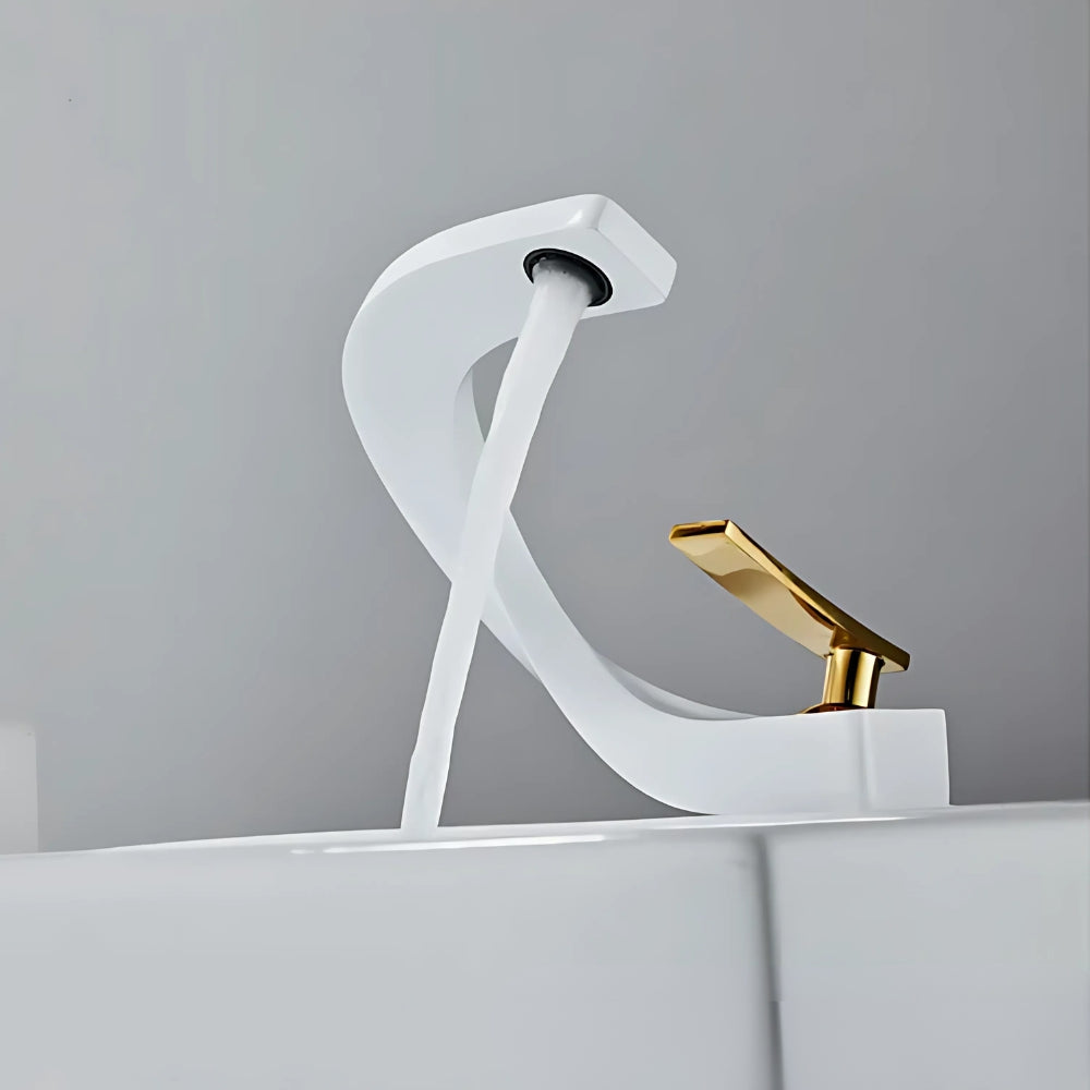 Mitigeur Blanc Finition Or Design Haut de Gamme - LIORA
