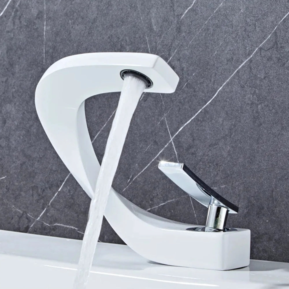 Mitigeur Blanc Finition Chrome Design Haut de Gamme - LIORA