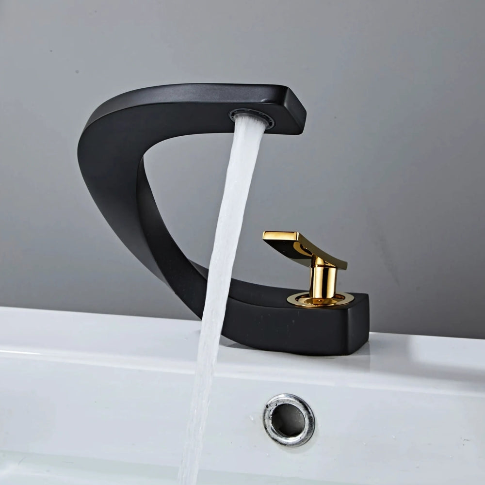 Mitigeur Noir Finition Or Design Haut de Gamme - LIORA