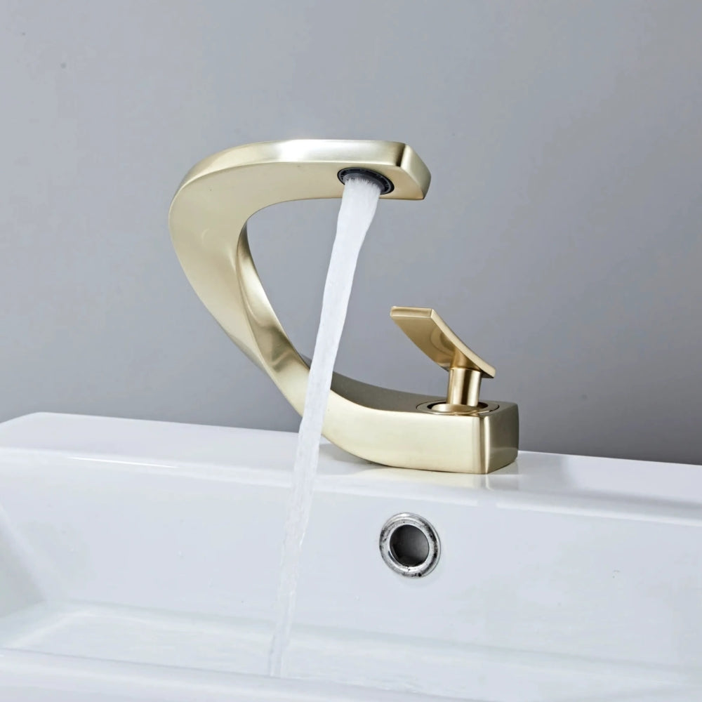 Mitigeur Or Effet Satiné Design Haut de Gamme - LIORA