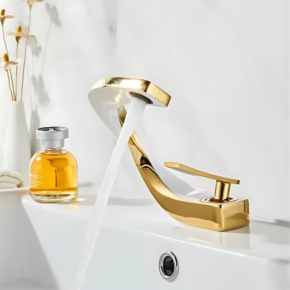 Mitigeur Or Finition Blanc Design Haut de Gamme - LIORA