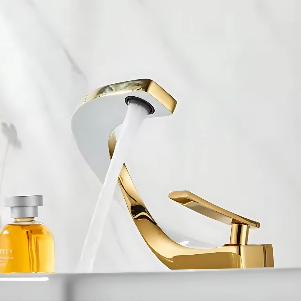 Mitigeur Or Finition Blanc Design Haut de Gamme - LIORA