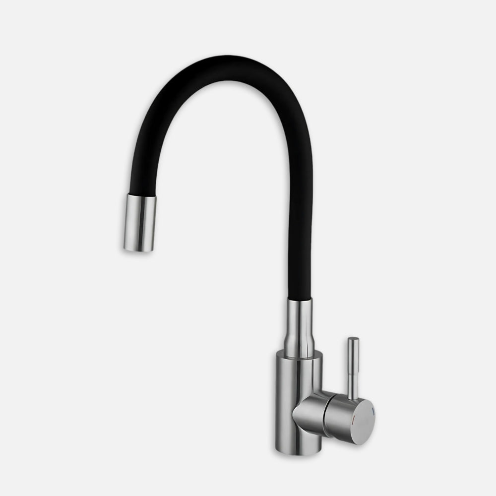 Mitigeur Cuisine Flexible Noir Finition Inox Brossé - ORION
