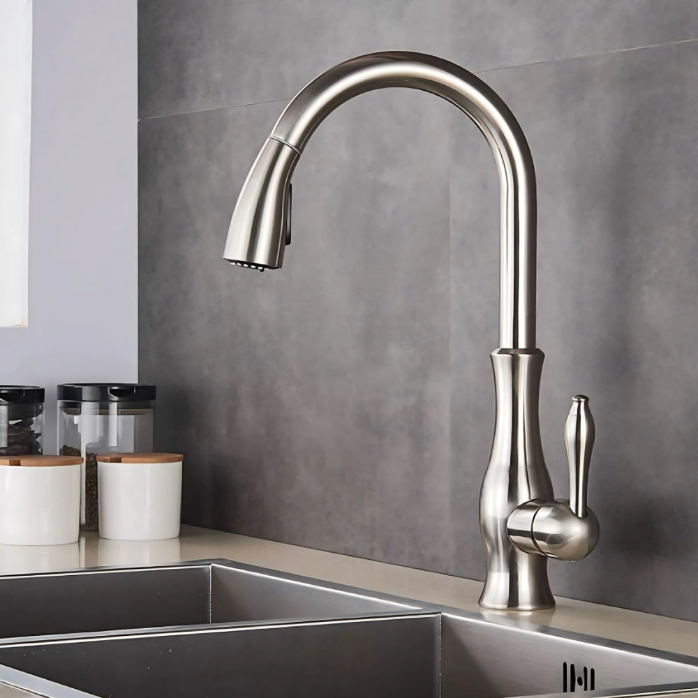 Mitigeur Inox Brossé Douchette Extractible Et Bec Pivotant - VELORA