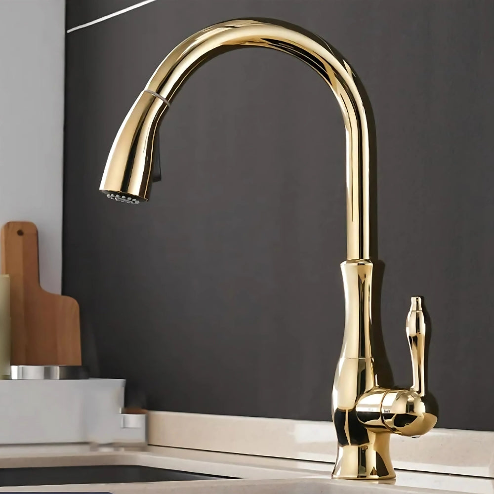 Mitigeur Or Douchette Extractible Et Bec Pivotant - VELORA