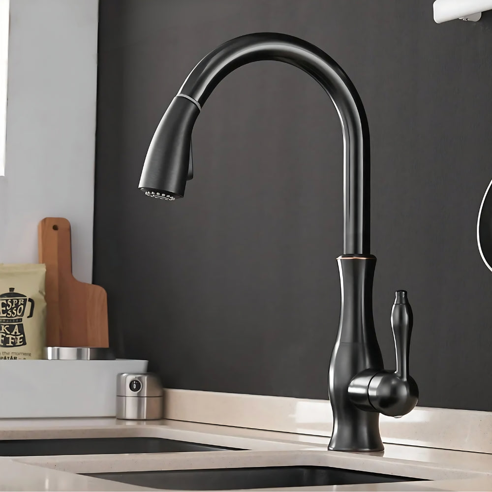 Mitigeur Noir Douchette Extractible Et Bec Pivotant - VELORA