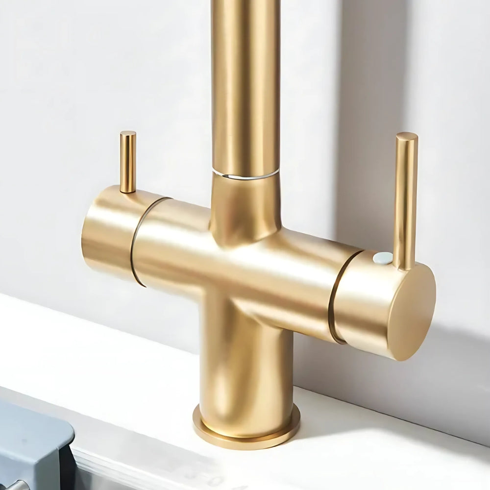 Mitigeur De Cuisine Or Brossé Double Levier - AFLUA