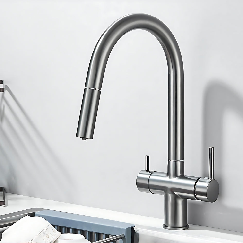 Mitigeur De Cuisine Gris Double Levier - AFLUA