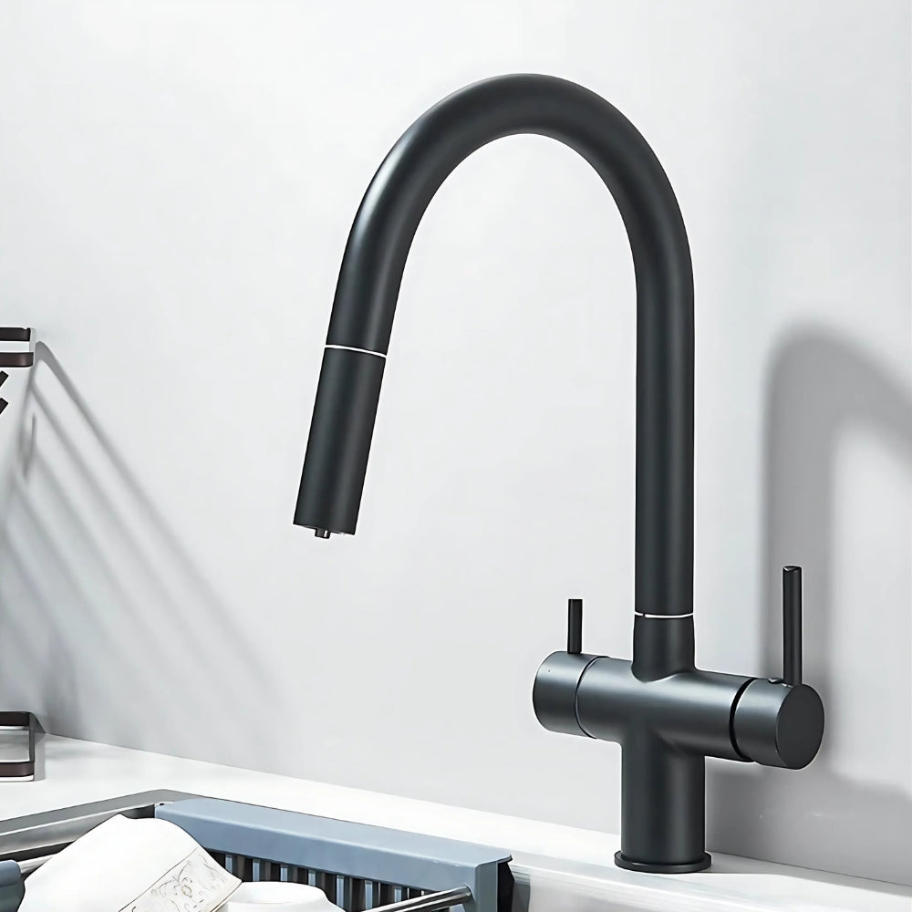 Mitigeur De Cuisine Noir Double Levier - AFLUA