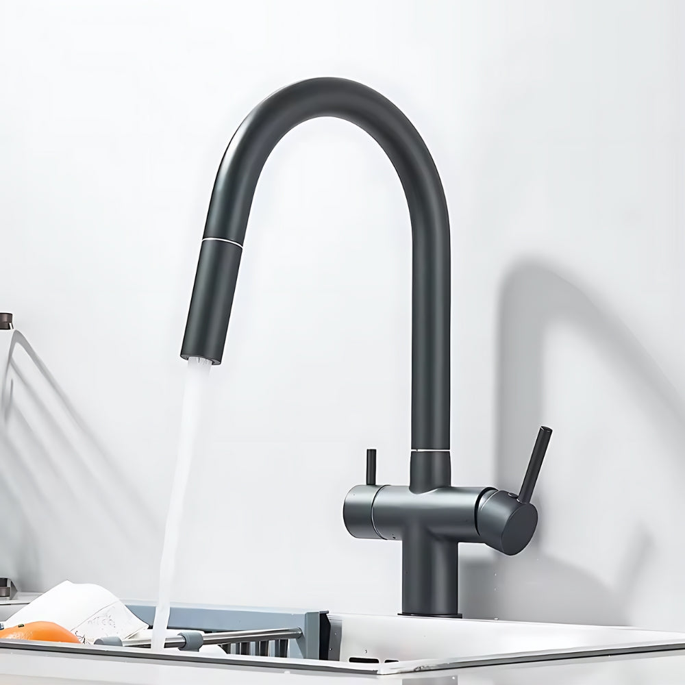 Mitigeur De Cuisine Noir Double Levier - AFLUA