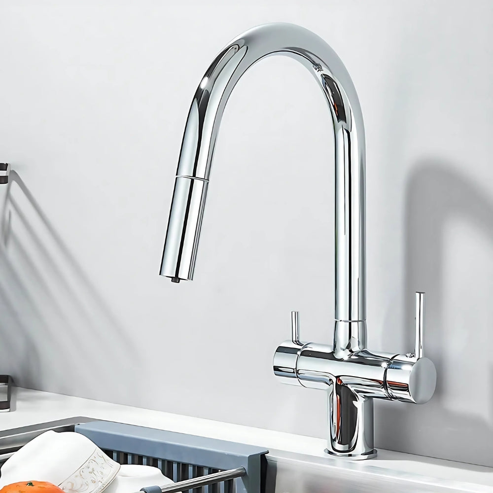 Mitigeur De Cuisine Chrome Double Levier - AFLUA