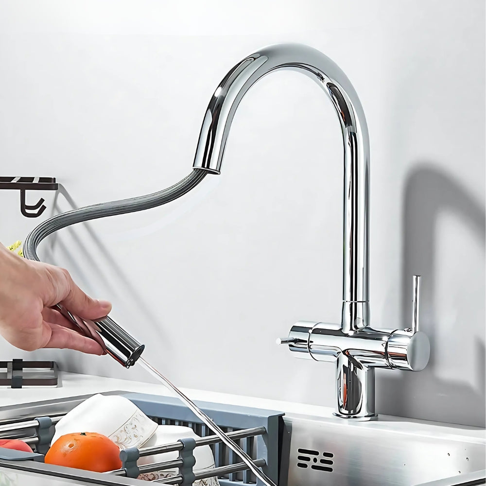 Mitigeur De Cuisine Chrome Double Levier - AFLUA