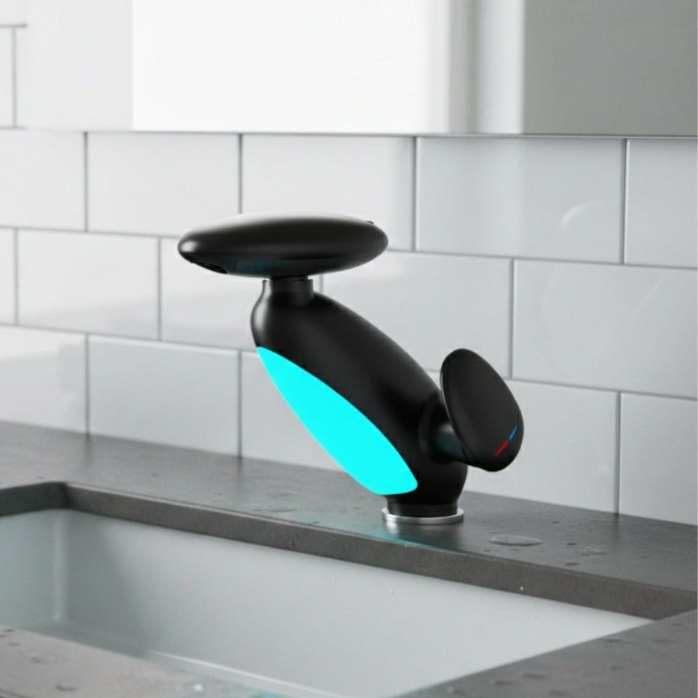Robinet Salle De Bain Noir À Lumière LED - CRYS