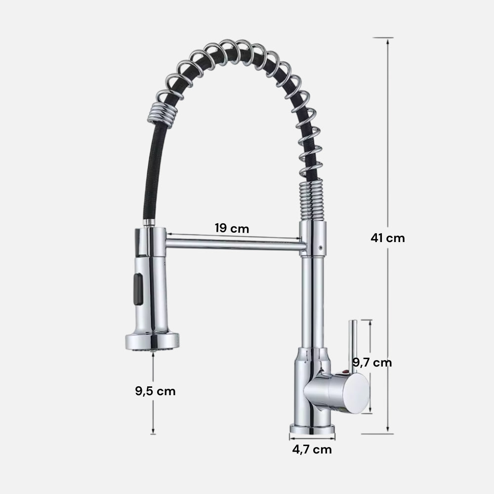 Mitigeur Cuisine Professionnel Avec Douchette À Ressort Inox - FLOWA