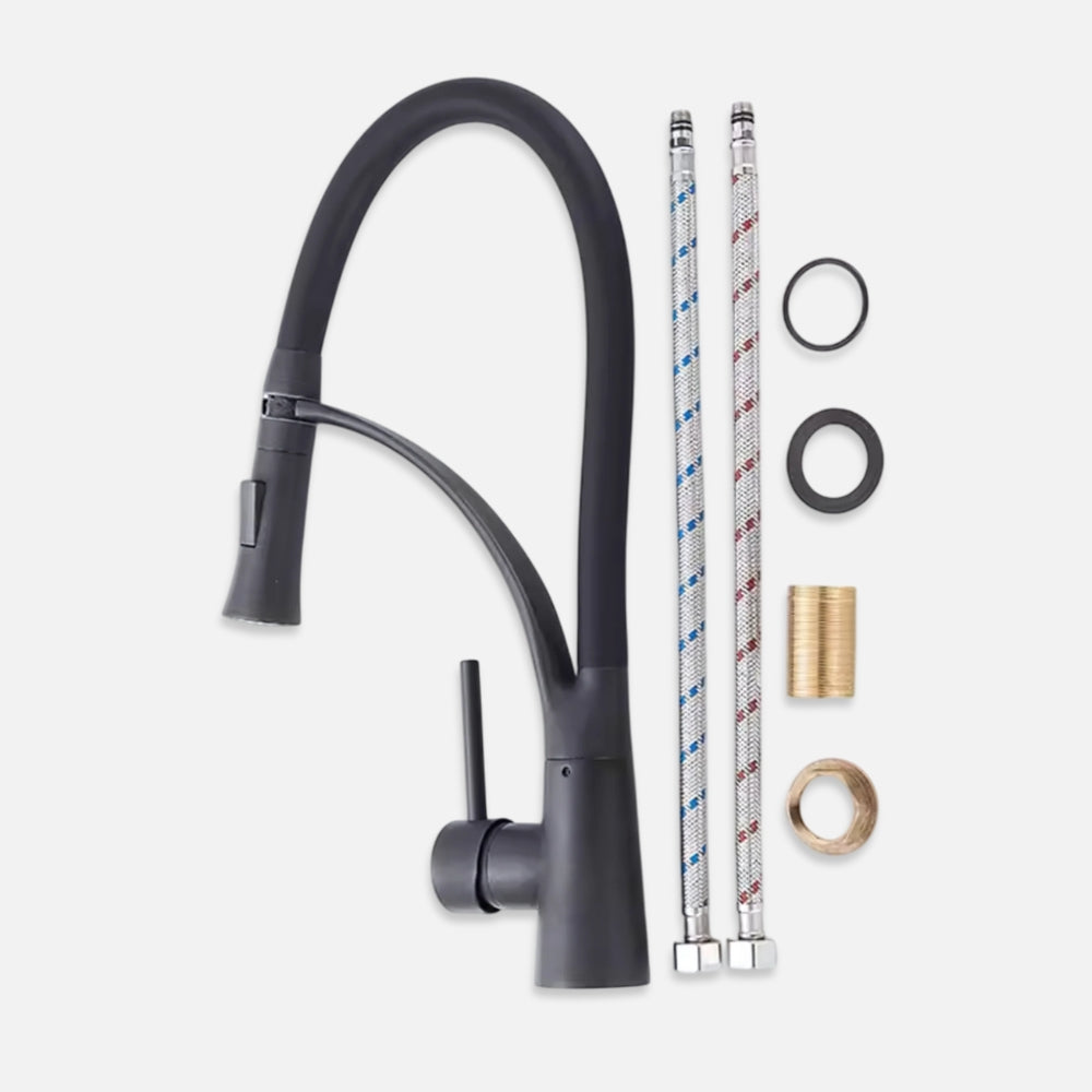 Mitigeur Cuisine Noir Avec Douchette Souple - FLUVIO