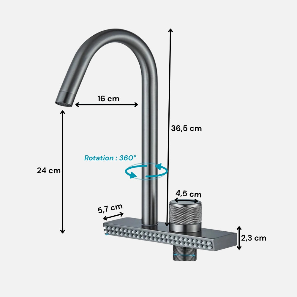 Mitigeur Gris Avec Cascade D'Eau - TOREN