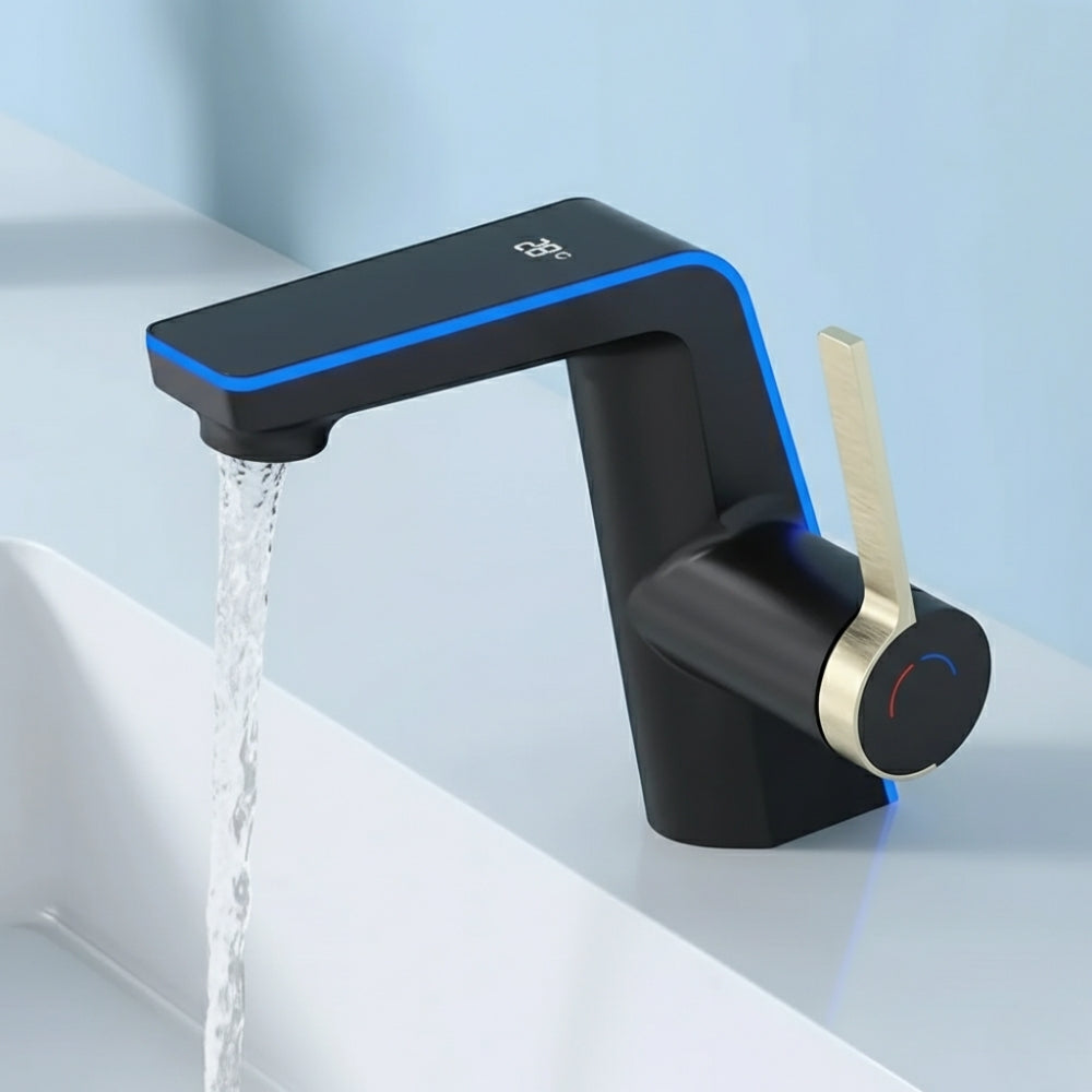 Mitigeur LED avec Indicateur de Température Noir - NERIVA