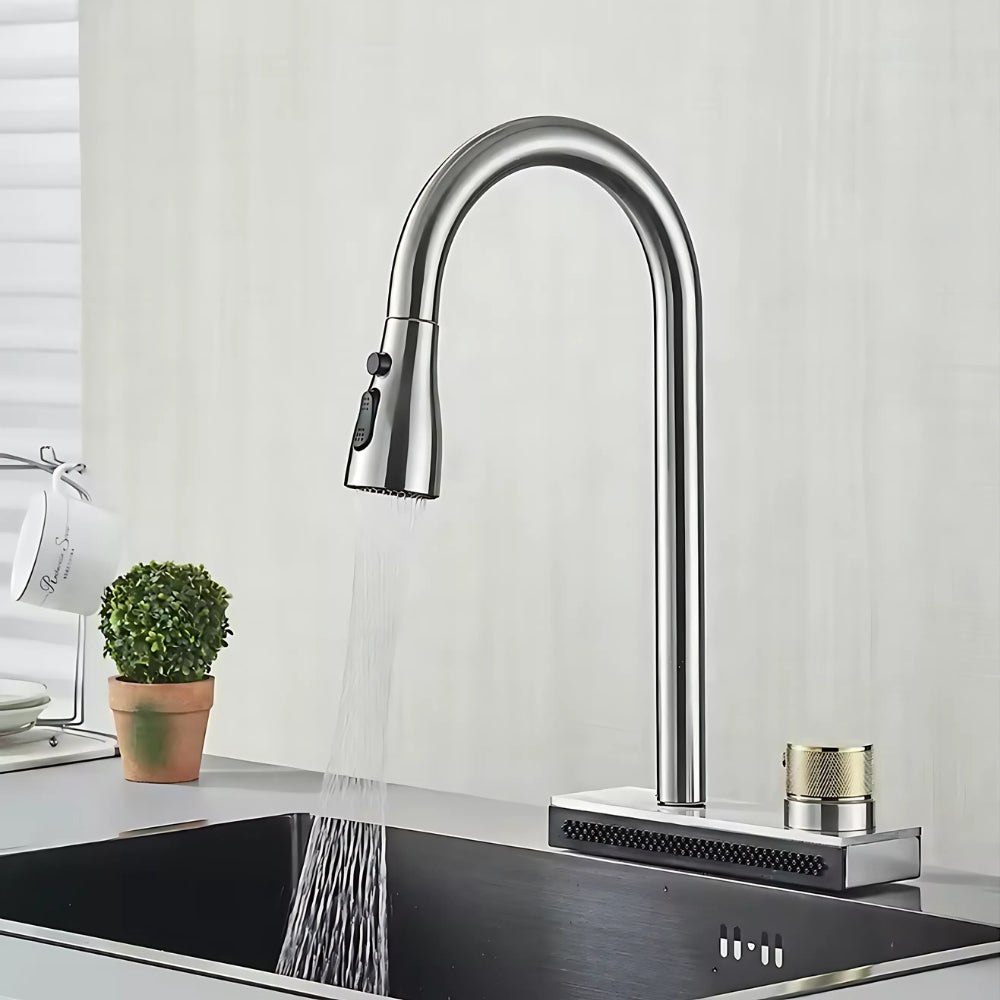 Robinet de Cuisine Gris avec Cascade de Pluie - ALVAR