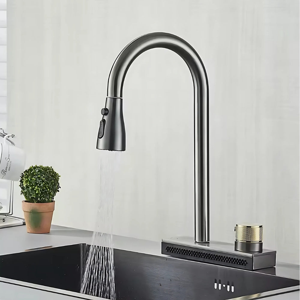 Robinet de Cuisine Gris Foncé avec Cascade de Pluie - ERYK