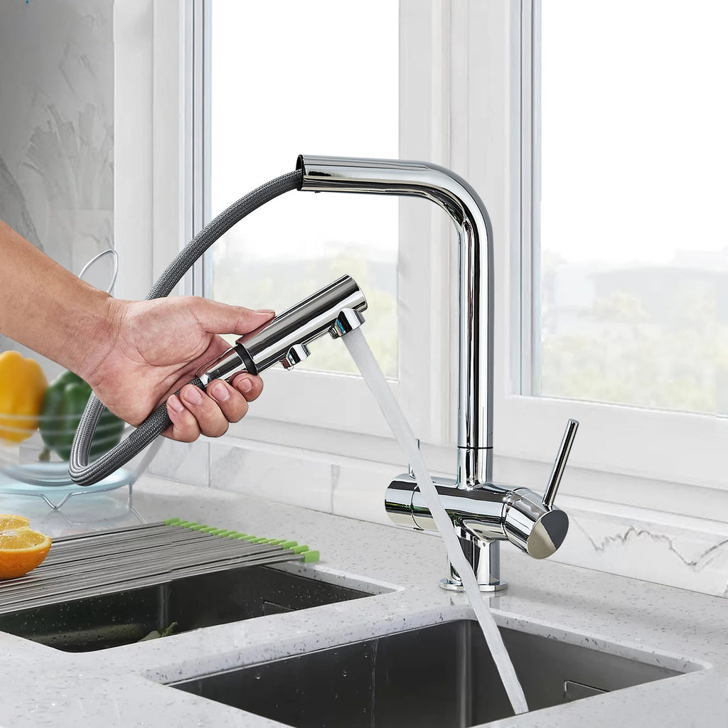 Mitigeur Cuisine Avec Douchette Extractible Chrome - RIVEN
