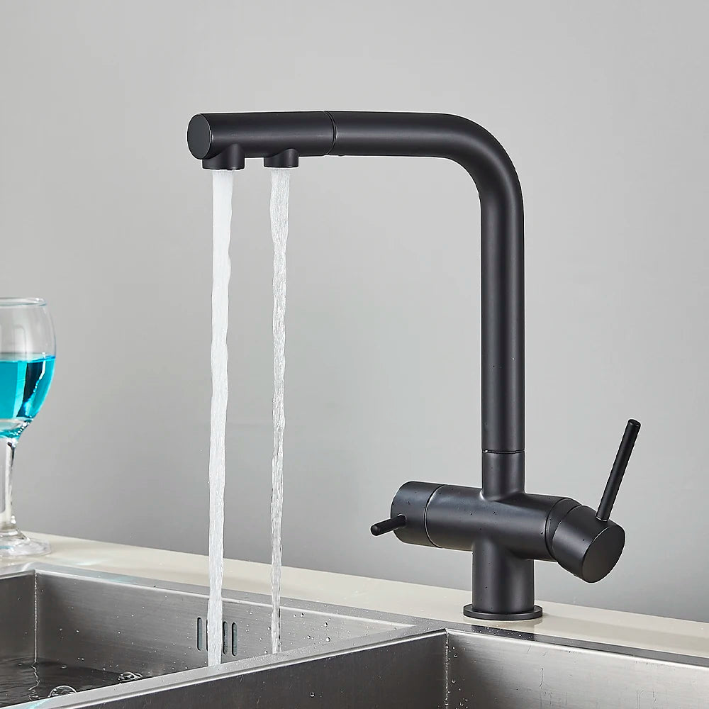 Mitigeur Cuisine Avec Douchette Extractible Noir - RIVEN