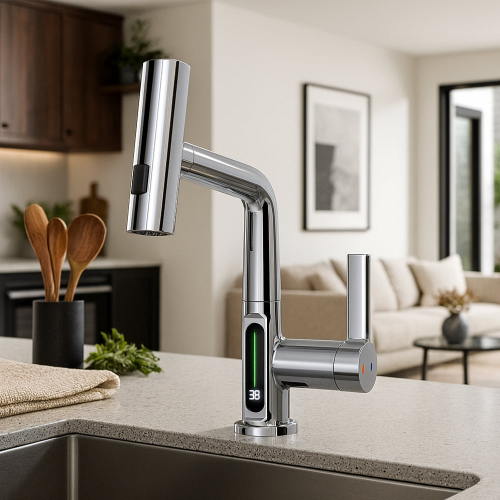 Mitigeur Cuisine Chrome Avec Écran Affichage Température - VIREX