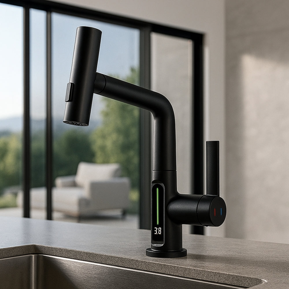 Mitigeur Cuisine Noir Avec Écran Affichage Température - VIREX